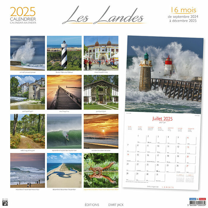 calendrier papier chevalet Landes 2025