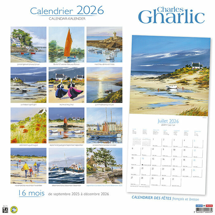 Calendrier Papier 2026 Bretagne Bigoudene Gharlic