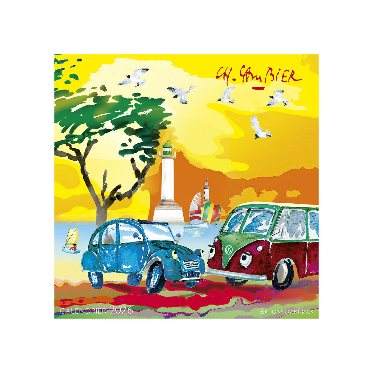 Calendrier Mural 2025 Aquarelle Bateaux Mer Charles Cambier