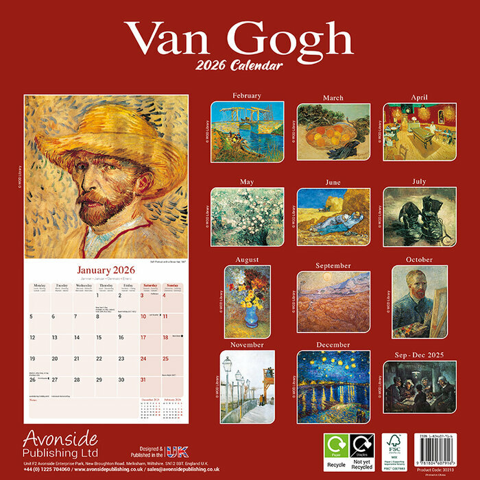 Calendrier 2026 mural Van Gogh Fleurs