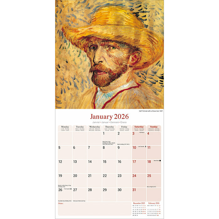 Calendrier 2026 papier Van Gogh Fleurs