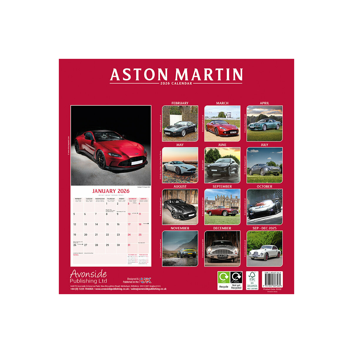 Calendrier Mural 2025 Aston Martin Voiture iconique