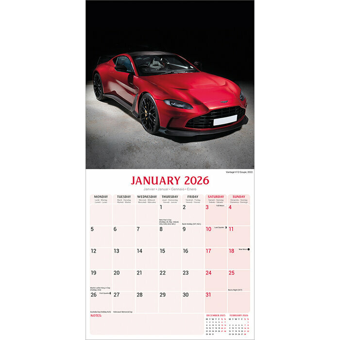 Calendrier 2026 Aston Martin grise