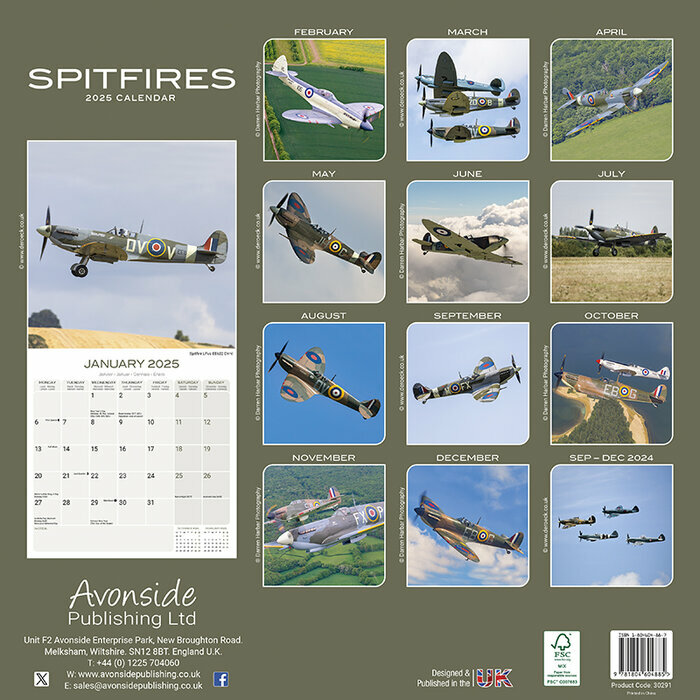 Calendrier 2025 Avion spitfire