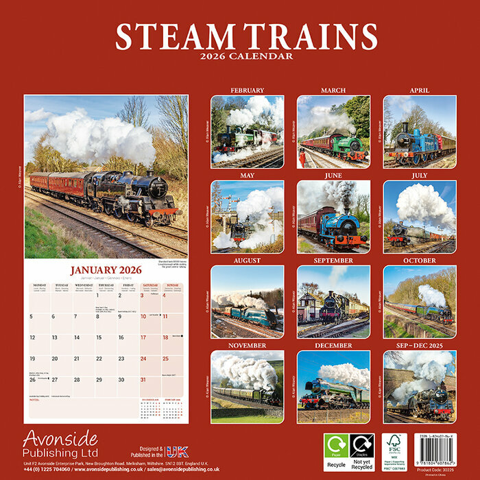 Calendrier papier Locomotive à Vapeur 2026