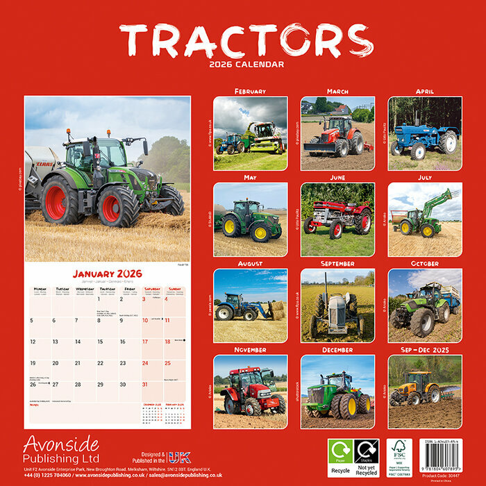 Calendrier papier 2026 Tracteurs
