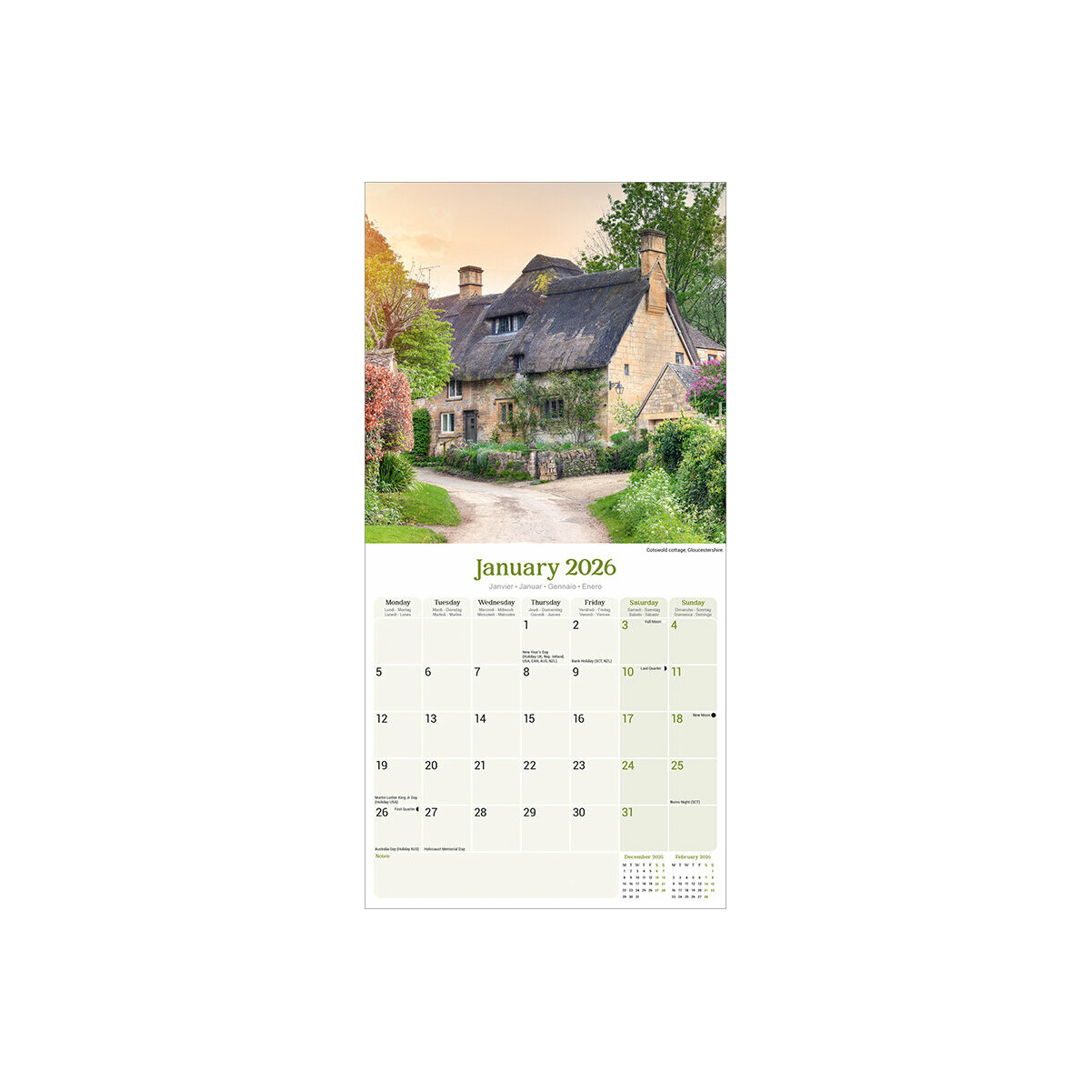 Calendrier Mural 2025 Lieux Emblématique Angleterre Royaume Uni