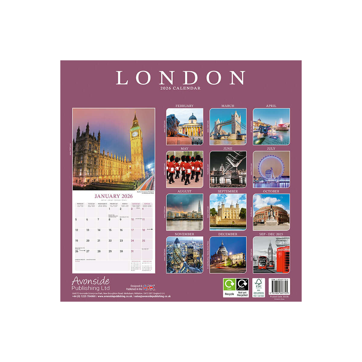 Calendrier Mural 2025 Tower Bridge Londres Royaume Uni London