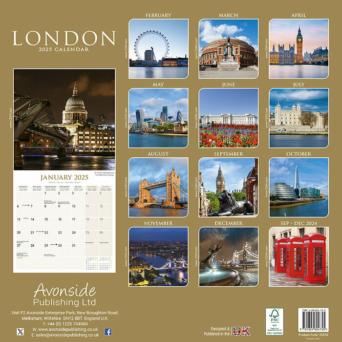 Calendrier 2025 mural Londres