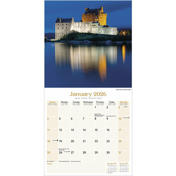 Calendrier 2026 Ecosse Cascade