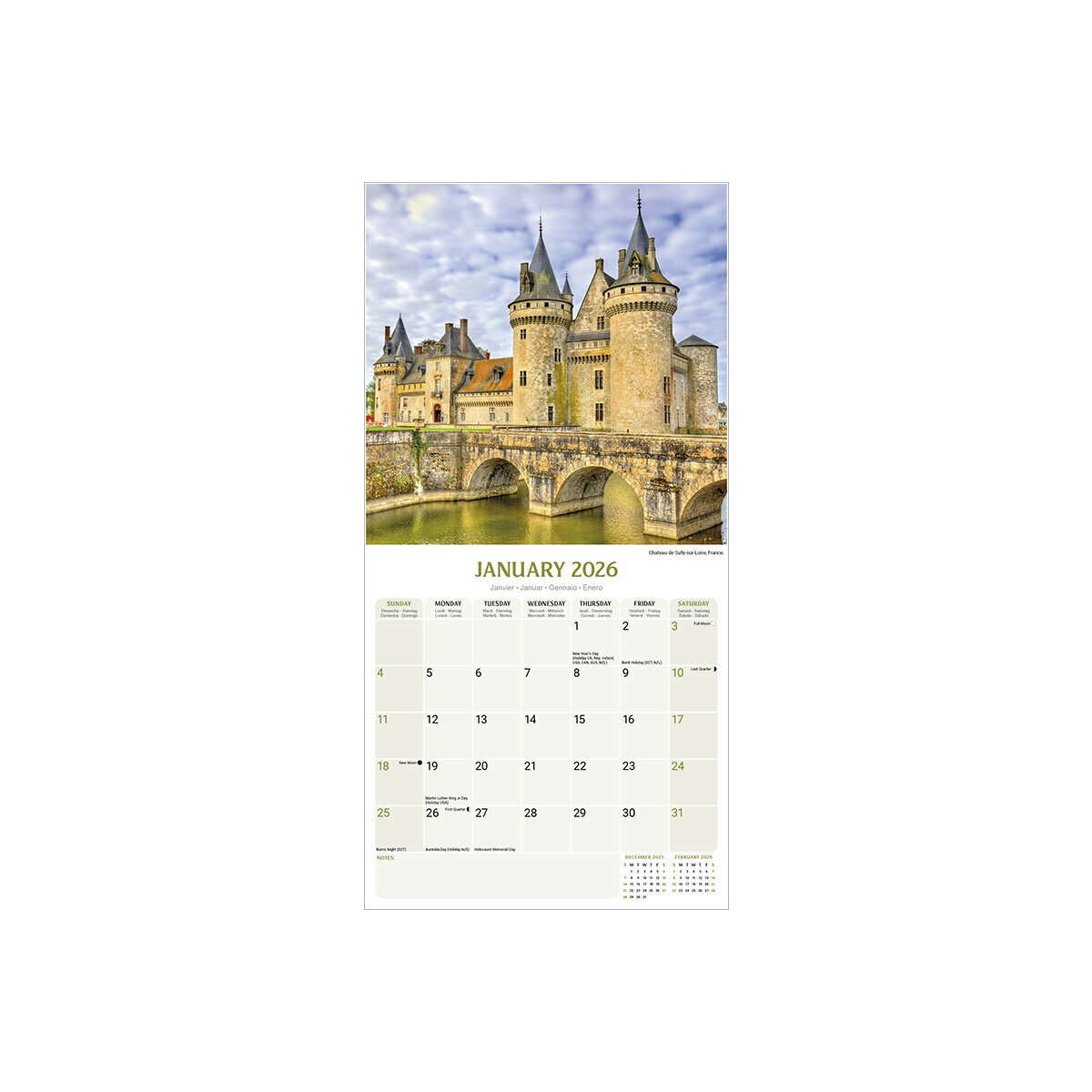 Calendrier Mural 2025 Châteaux à travers l