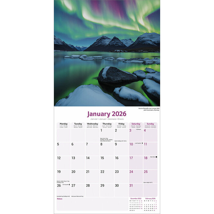 Calendrier 2026 Aurores Borales Lumire