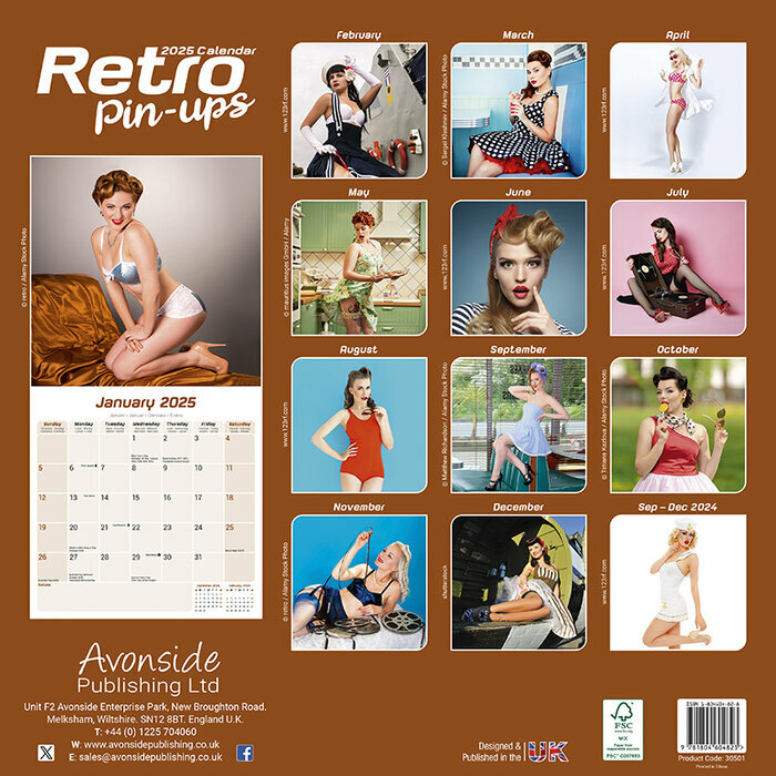 Calendrie r2025 Retro Pin up Maillot rtro