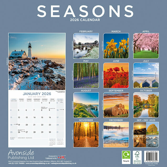 Calendrier 2026 papier Saison Et Champ de Bl