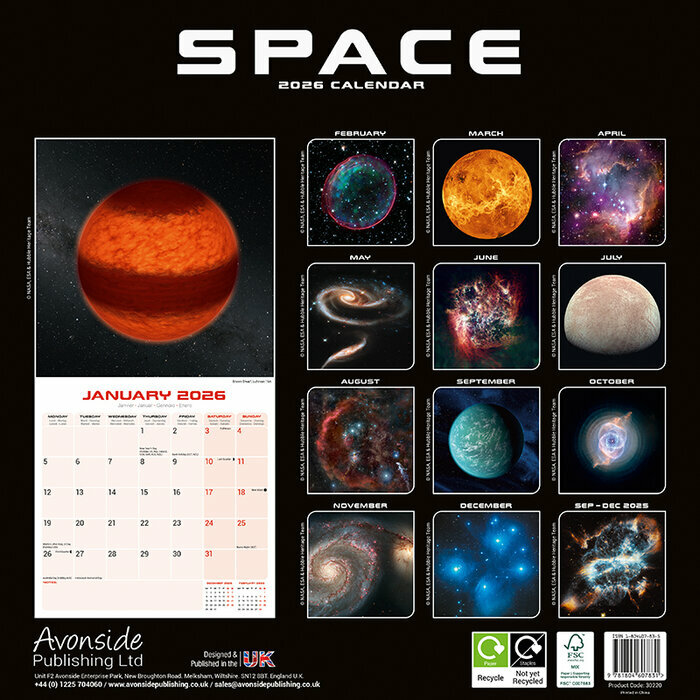 Calendrier 2026 papier Espace Terre