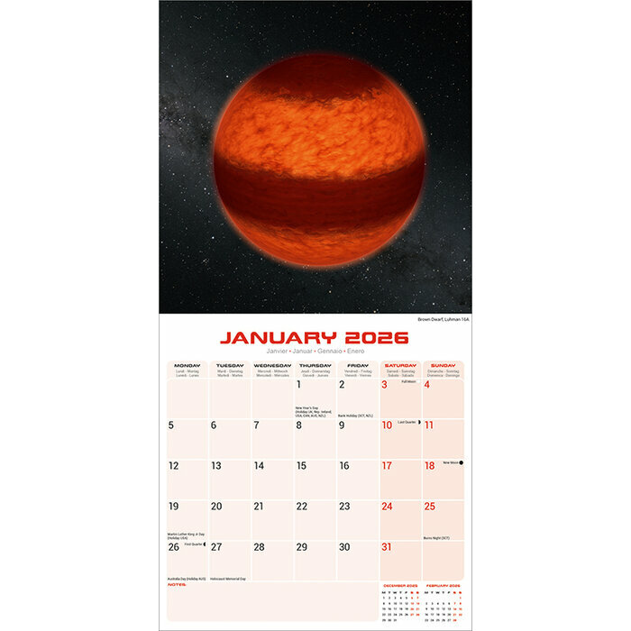 Calendrier 2026 Espace Terre