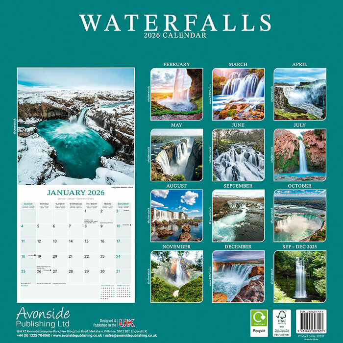 Calendrier 2026 papier Cascade Nature