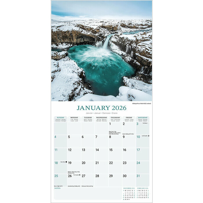 Calendrier 2026 Cascade Nature