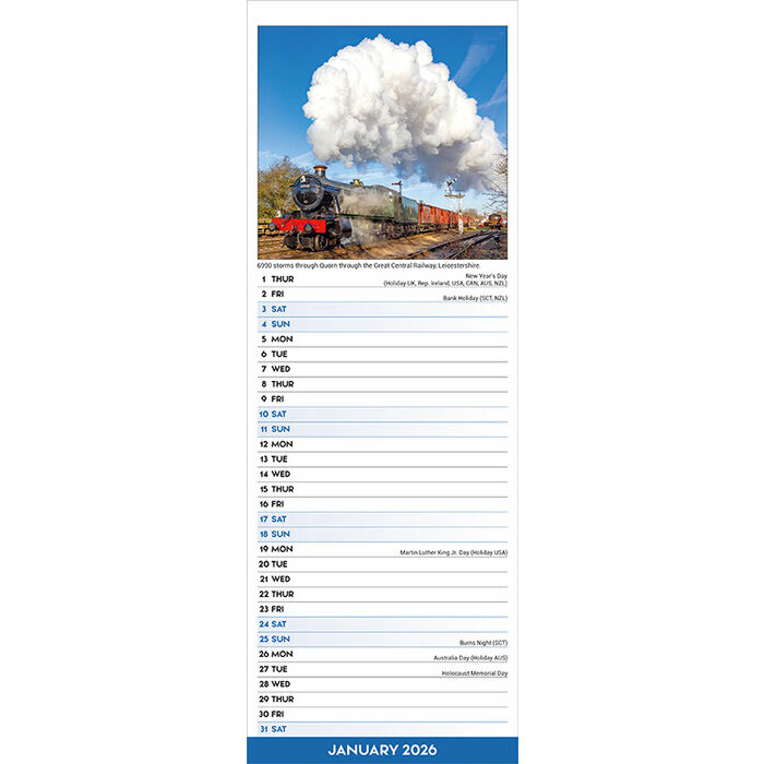 Calendrier Slim Locomotive 2026
