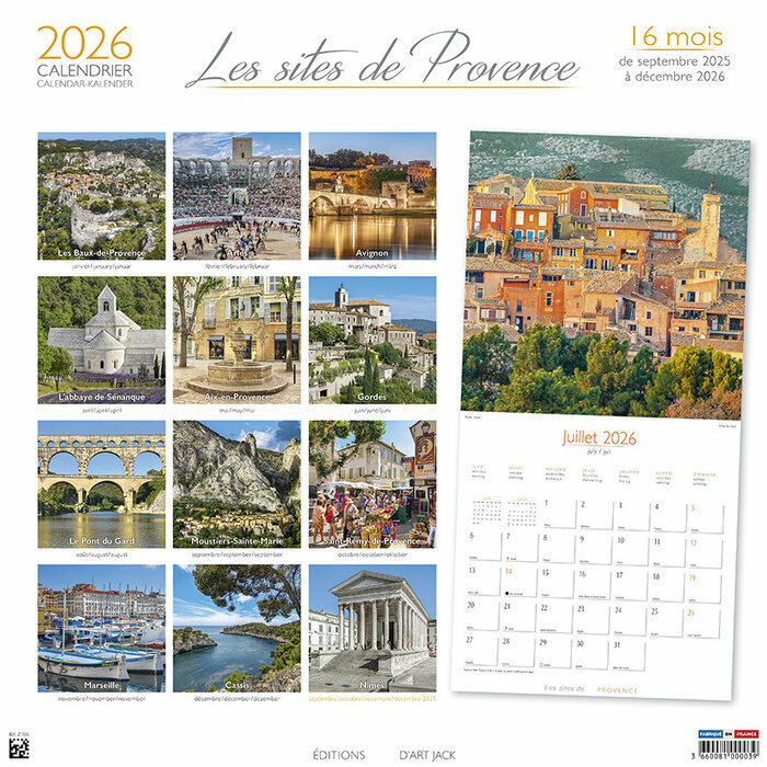 Calendrier 2026 Sites Villes des Provence 
