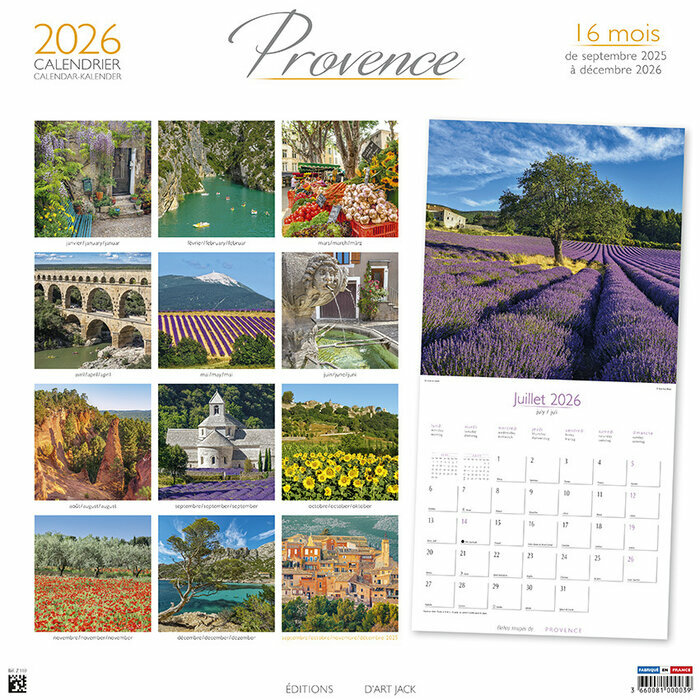 Calendrier Provence 2026