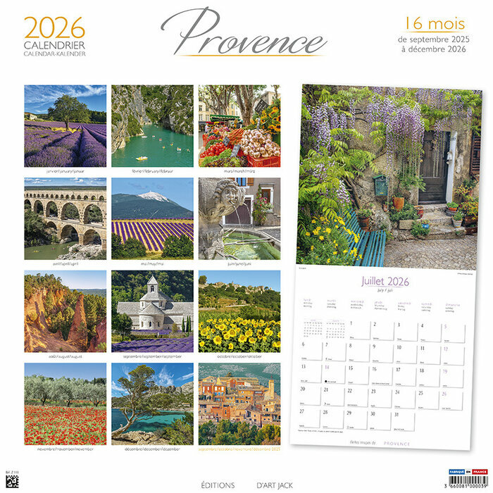 Calendrier Provence 2026 Lavande