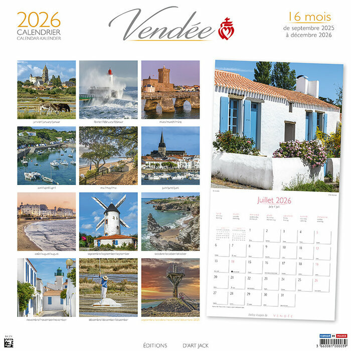 Calendrier Mural 2026 Vende Cte Atlantique