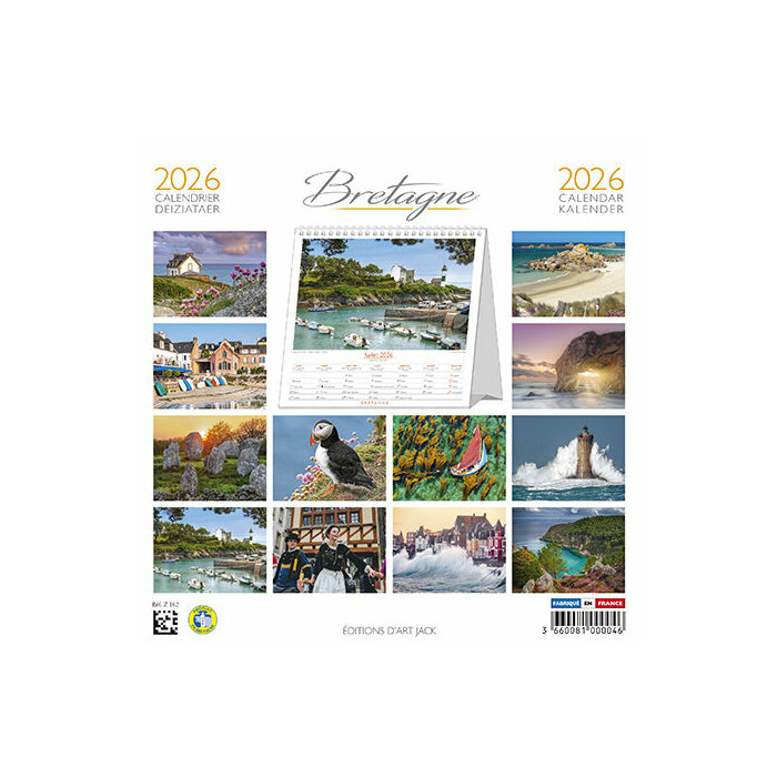 Calendrier papier 2026 Chevalet Bretagne 