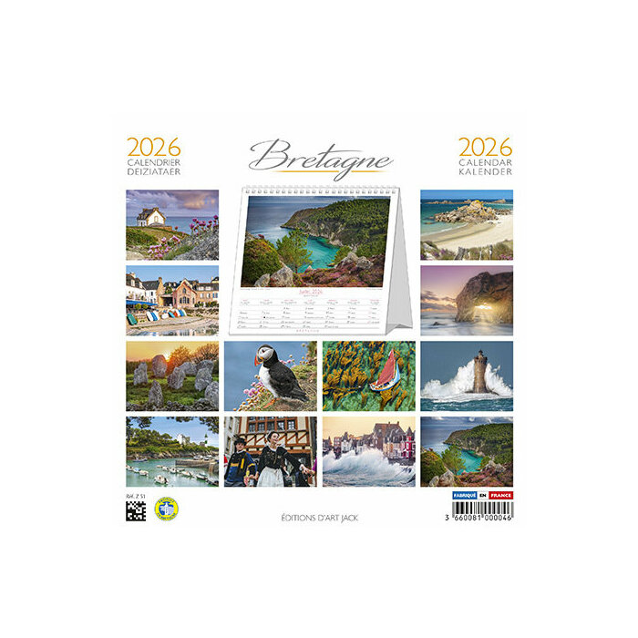 Calendrier Chevalet 2026 Bretagne Côte