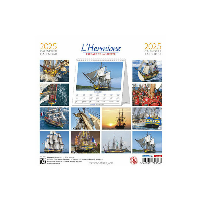 Calendrier Frgate l'Hermione 2025