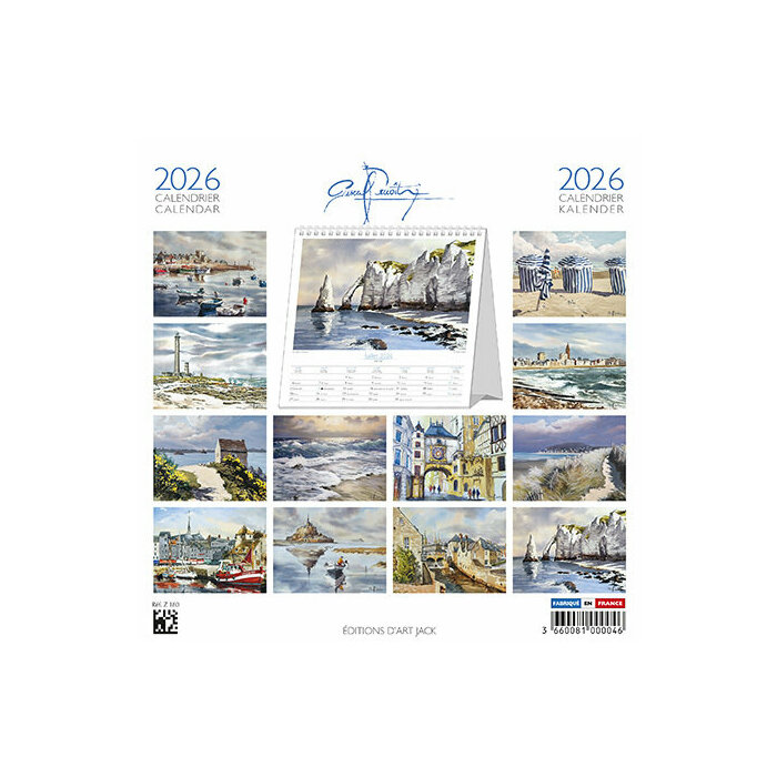 Calendrier Chevalet papier 2026 Honfleur oeuvre