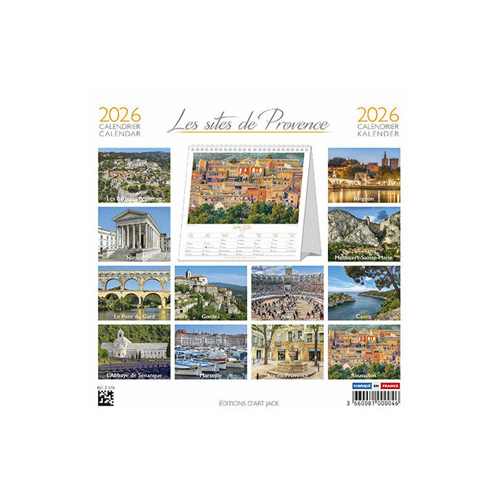 Calendrier à Poser 2026 Provence, pont du Gard