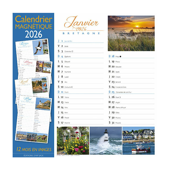 Calendrier Magntique 2026 Bretagne