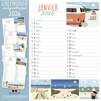 Calendrier Magnétique 2026 Vue sur le Port Mer