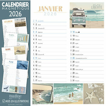 Calendrier Magnétique 2026 Vacances d'Eté Pauline Launay
