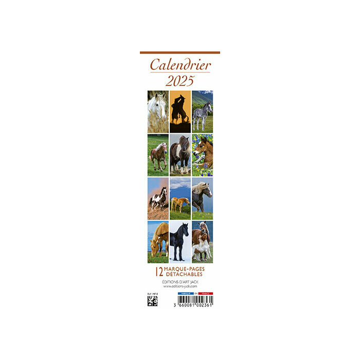 Calendrier Chevaux 2025 Marque pages