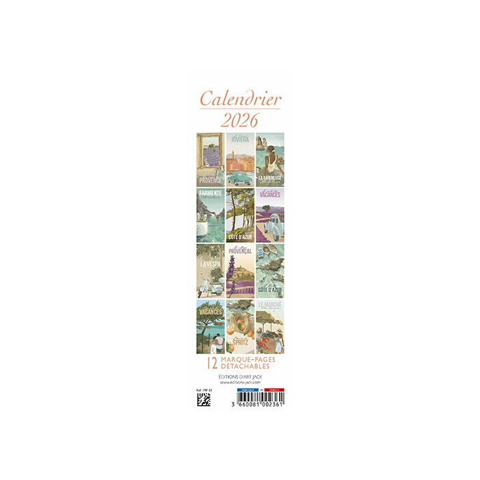 Calendrier Marque Page papier 2026 Provence 
