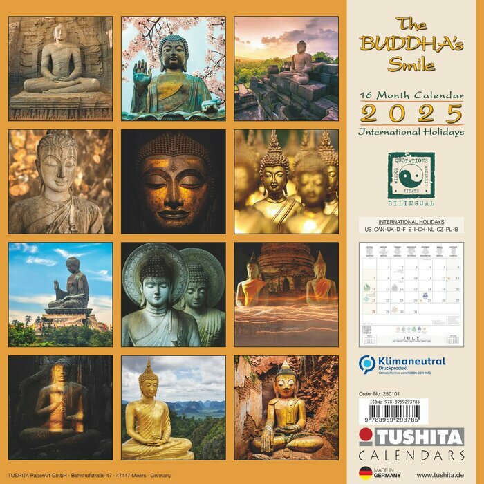 Calendrier Mural 2025 Statues Bouddha Temple