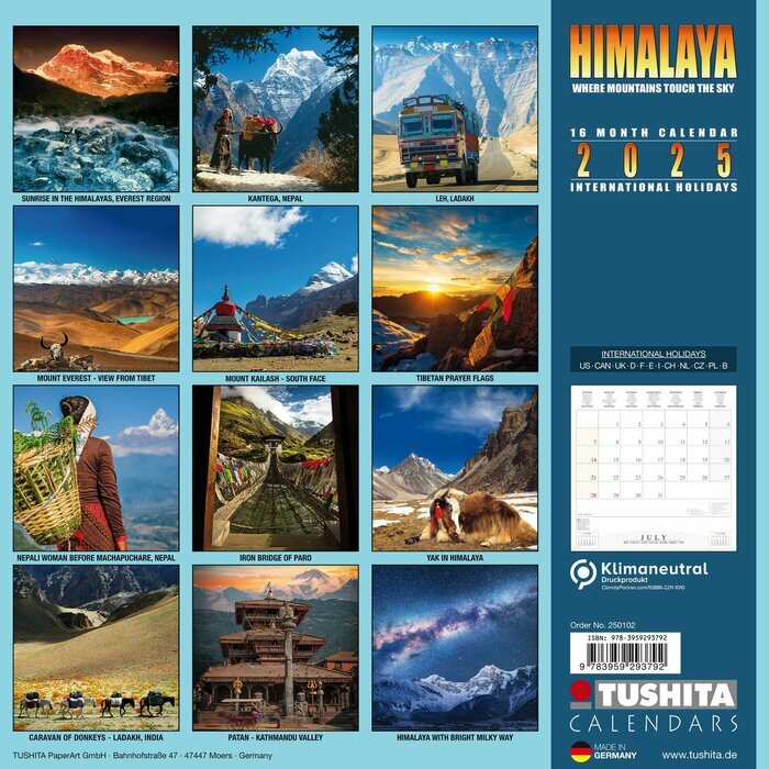Calendrier Mural Montagnes Evrest 2025