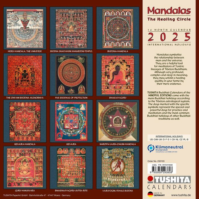 Calendrier 2025 Mandalas Tibtains de Guerison