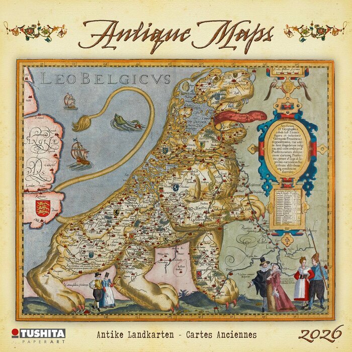 Calendrier retro 2026 Carte géographique antique