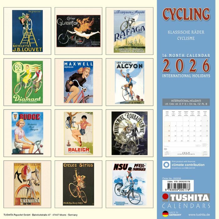 Calendrier Mural 2026 Cyclisme Vlo vintage