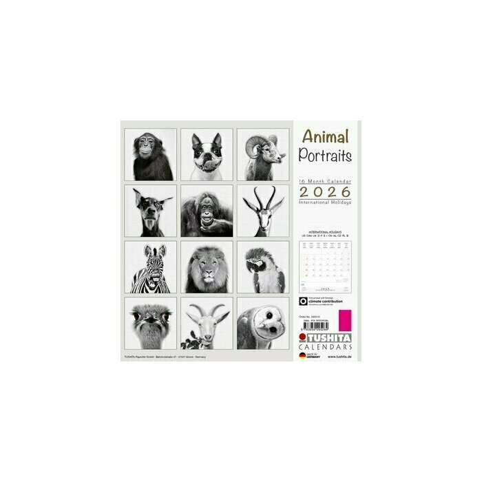 Calendrier 2026 Animaux Noir Blanc Herisson