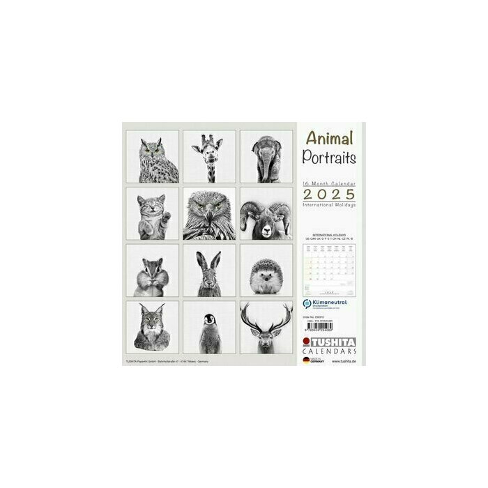 Calendrier 2025 Animaux Noir Blanc lion
