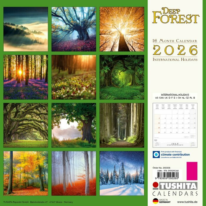 Calendrier 2026 Forêt Arbre Nature