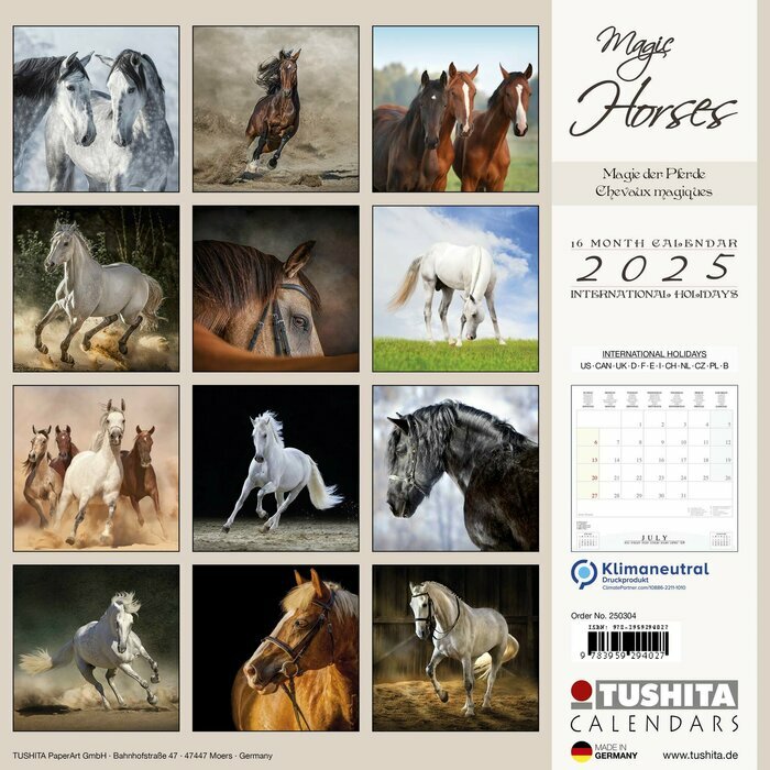 Calendrier Mural 2025 Chevaux Nature