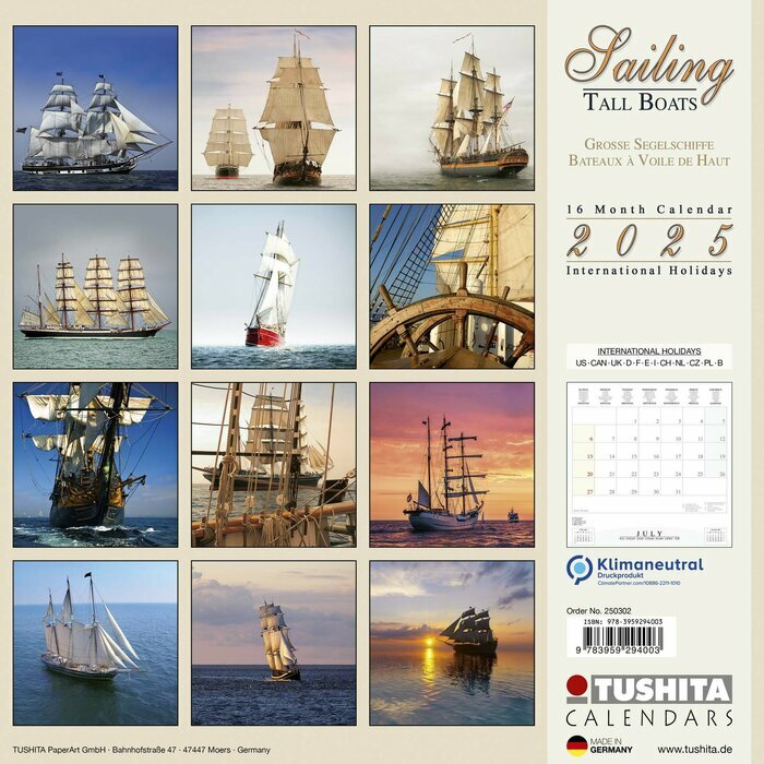 Calendrier Mural 2025 Bateaux Grands Voiliers