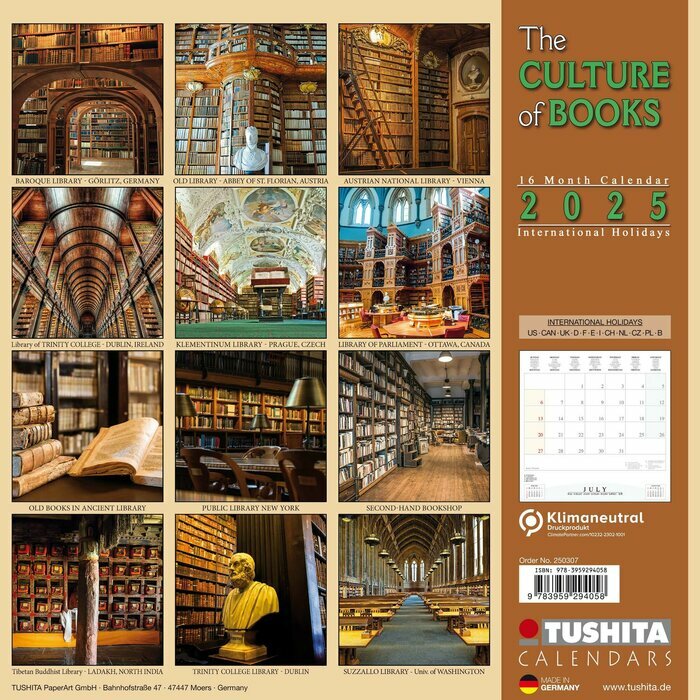 Calendrier Mural 2025 Grandes Bibliothques