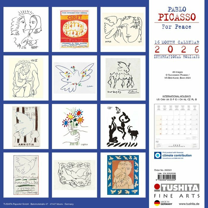 Calendrier Mural 2026 Pablo Picasso Art