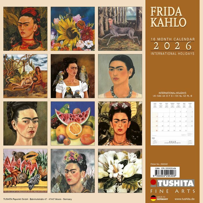 Calendrier Kahlo 2026 Auto portrait